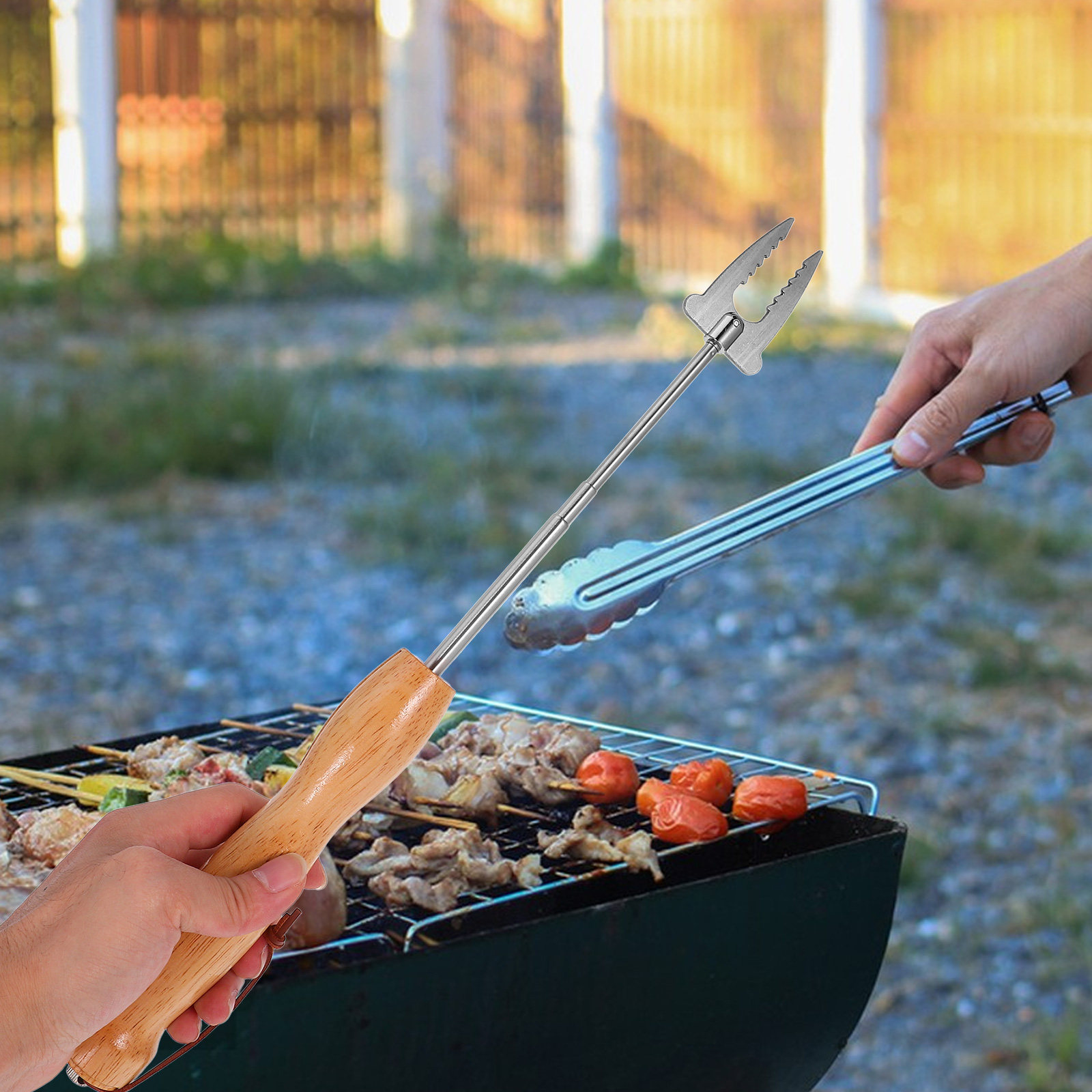 Camping Cooking Fire - Brochetas Extensibles de Acero Inoxidable, Tenedores