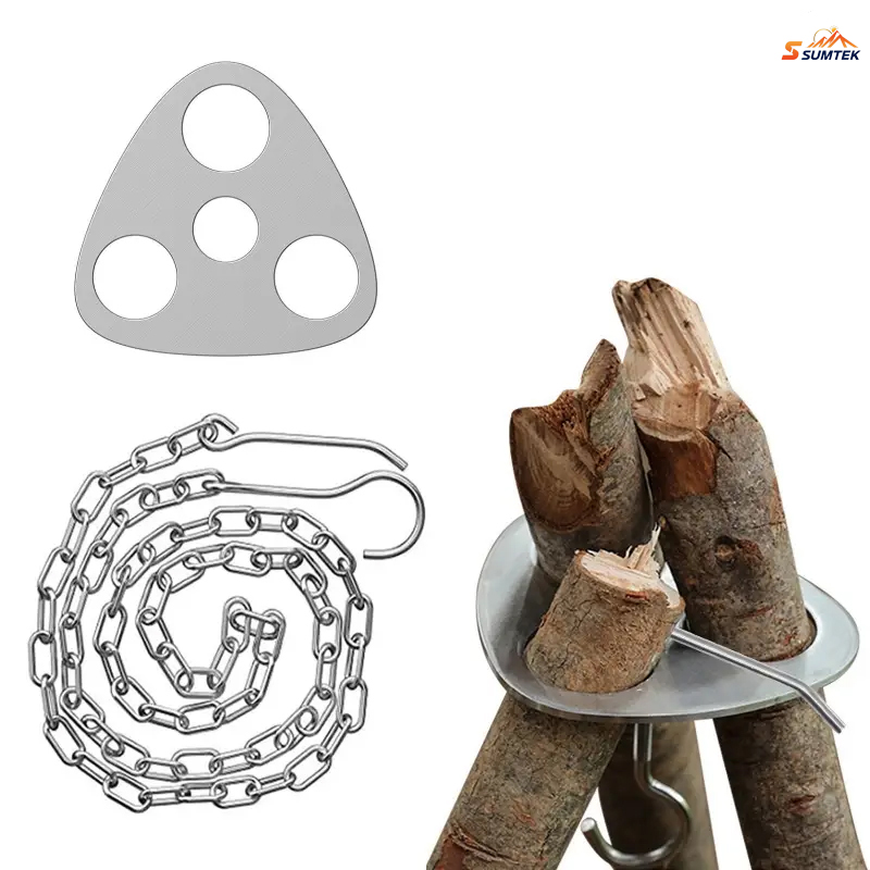 Camping Cooking Hanger - Trípode portátil de acero inoxidable para