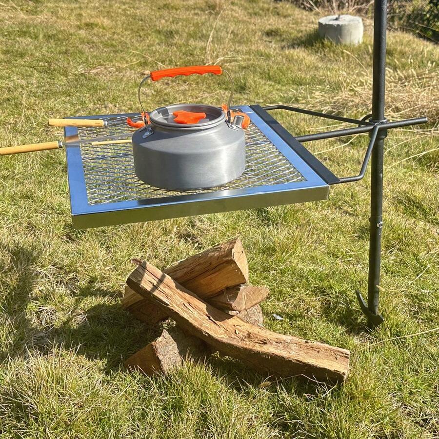 Camping Cooking Fire - 360 ° Parrilla Giratoria Ajustable para