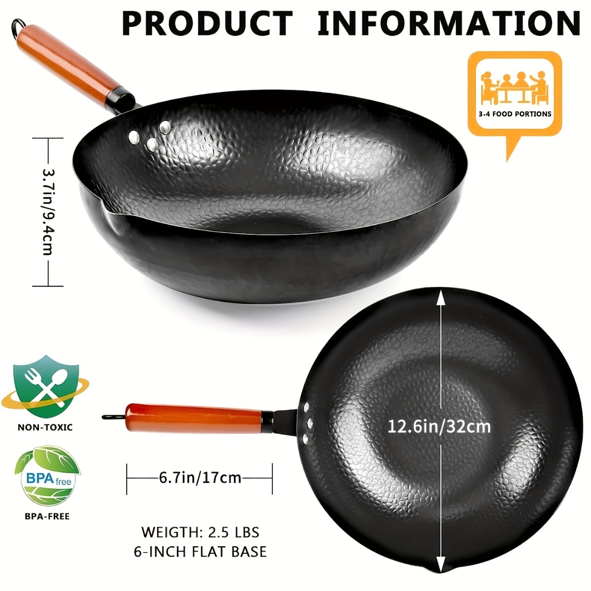 Wok de hierro fundido de 12.6  - Camping Cooking Vegetables reseña y precio