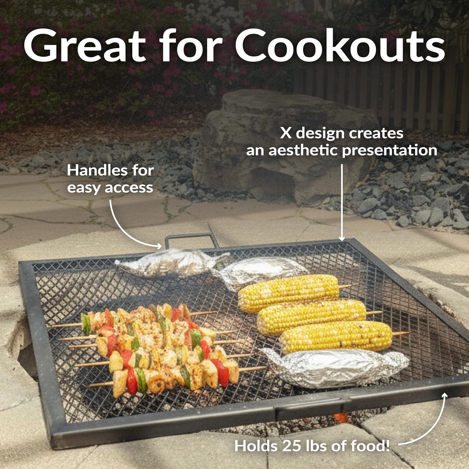 Rejilla para fogata de acero r - Camping Cooking Fire reseña y precio